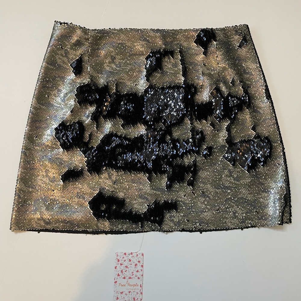 Free People Skinny Sequin Mini Skirt in Camo - Picture 3 of 8
